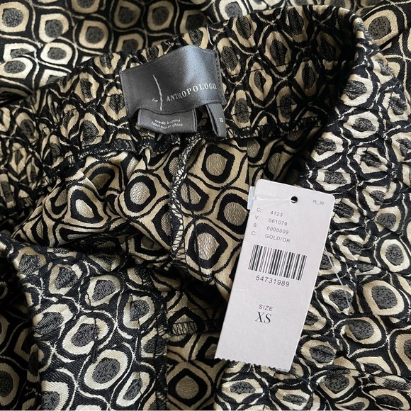 Anthropologie Gold Black Larkin Jacquard Tapered Trouser Pants NWT Size XS - Picture 7 of 10